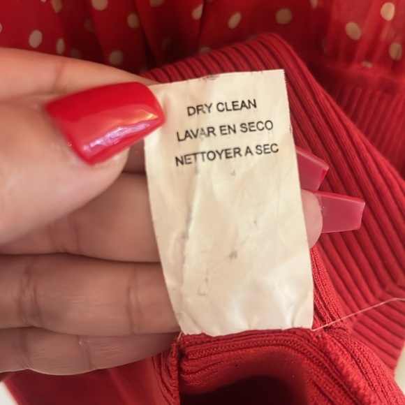 ♥️ Y2K Vintage Bebe Sheer Red Polka Dot Turtle Neck Short Sleeve Top , Size: L - Picture 12 of 17